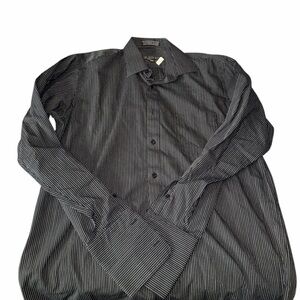 Adolfo Men's Black Pinstripe Dress Shirt